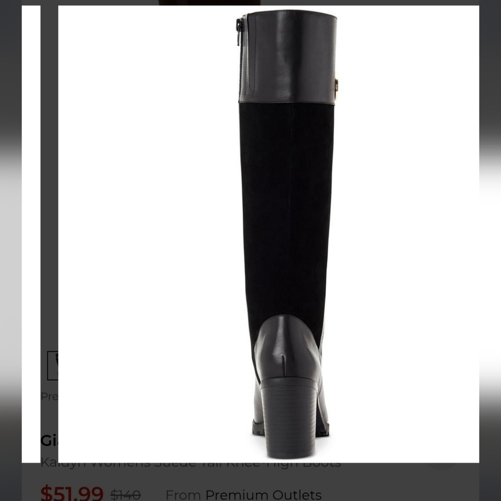 Giani Bernini Kaidyn Black Leather & Suede Knee High Riding Boots Size 10 NIB - Picture 4 of 5
